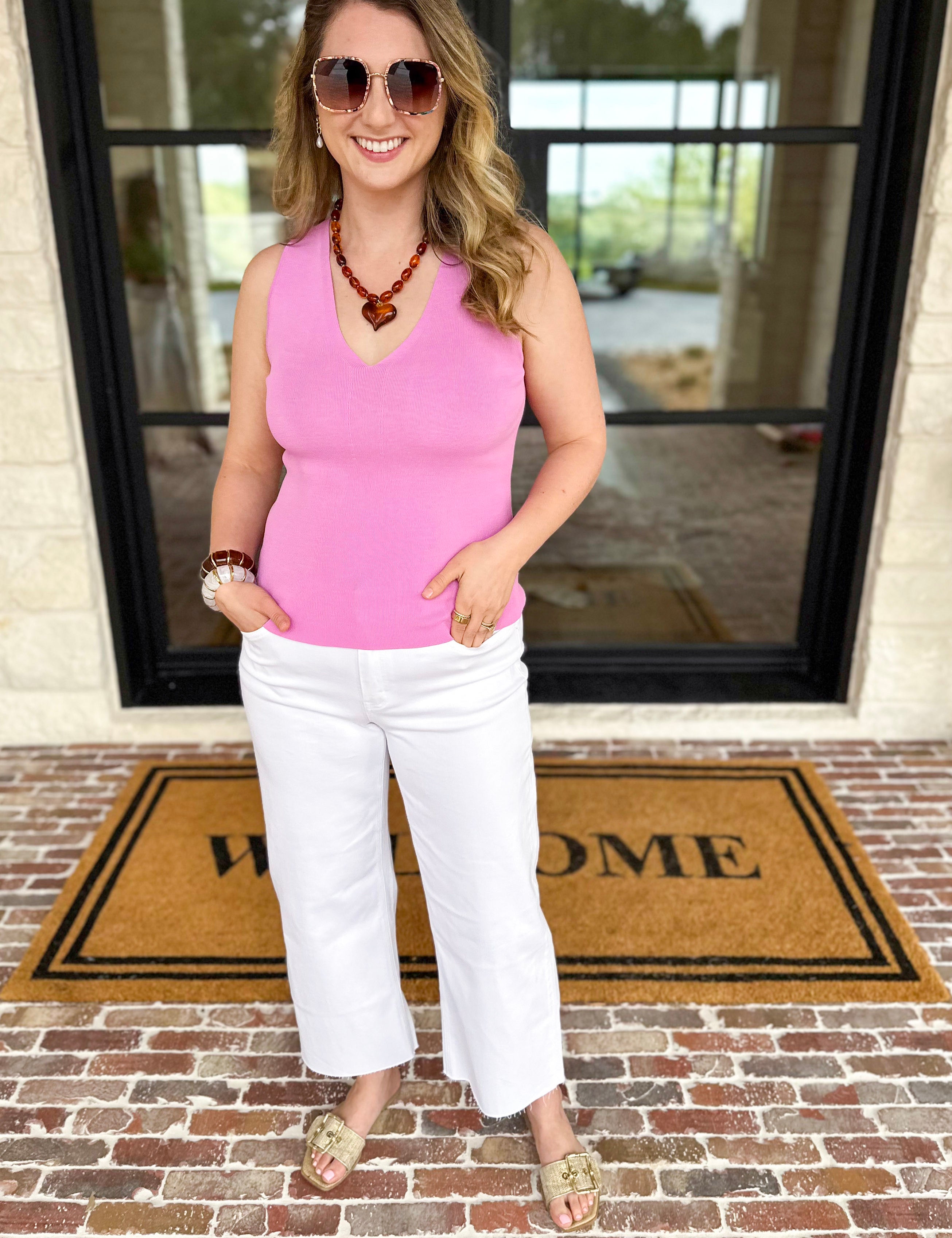 Current Air - Knit V-Neck Tank - Orchid-210 Casual Blouses-CURRENT AIR CLOTHING-July & June Women's Fashion Boutique Located in San Antonio, Texas