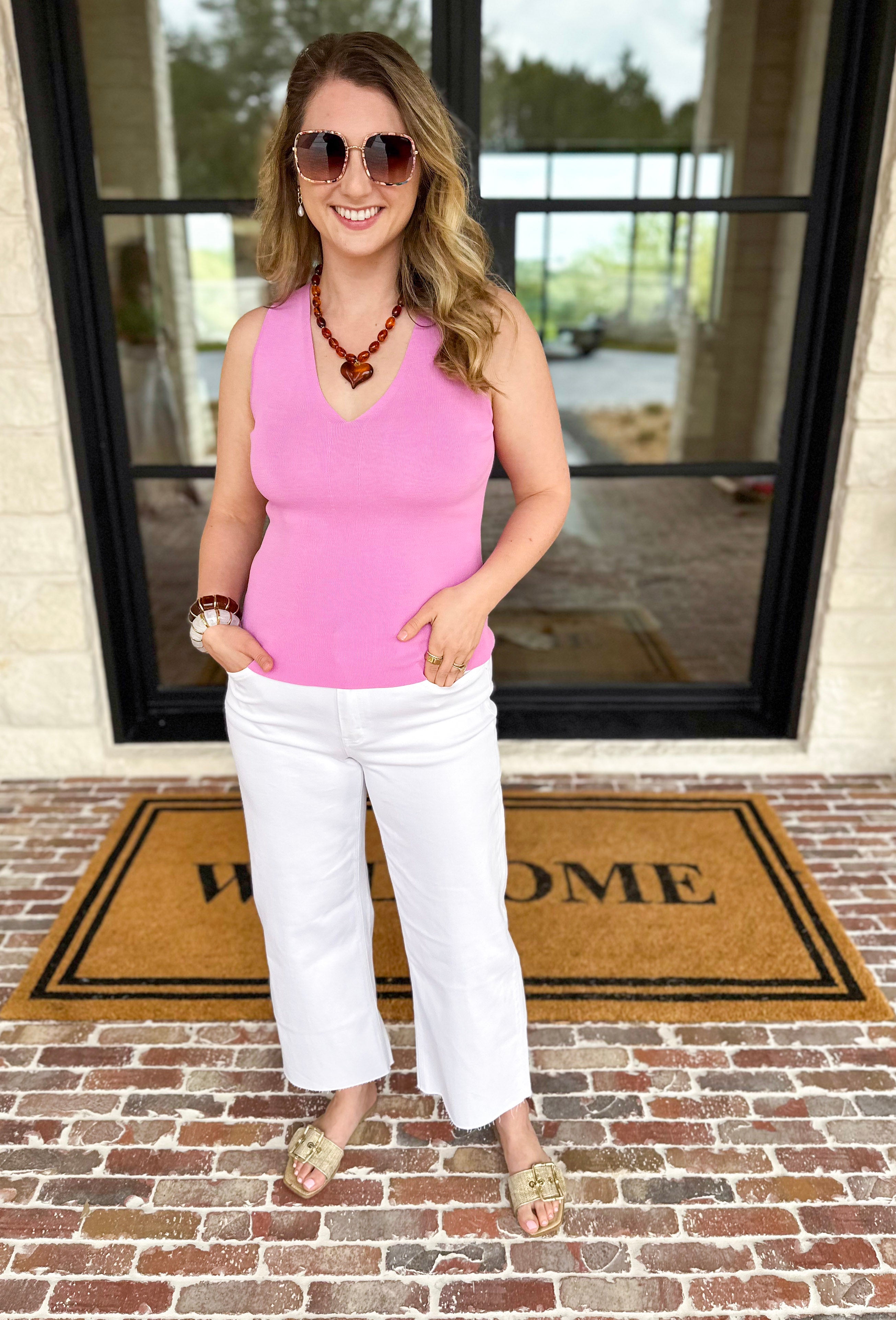 Current Air - Knit V-Neck Tank - Orchid-210 Casual Blouses-CURRENT AIR CLOTHING-July & June Women's Fashion Boutique Located in San Antonio, Texas