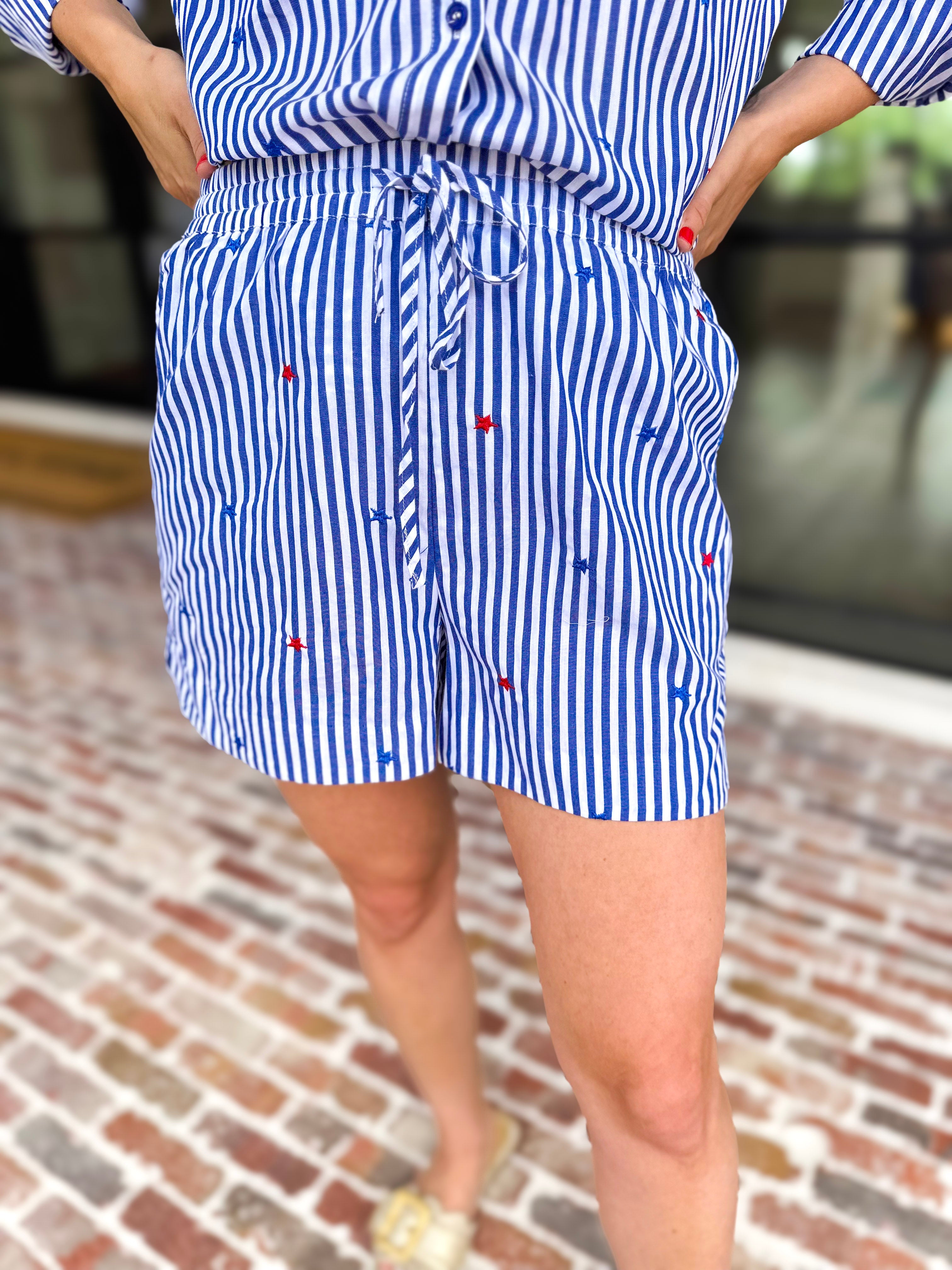 The Liberty Blouse & Shorts Set-510 Mini-SKIES ARE BLUE-July & June Women's Fashion Boutique Located in San Antonio, Texas