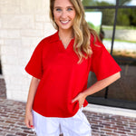 Everyday Pick Top - Red-210 Casual Blouses-JODIFL-July & June Women's Fashion Boutique Located in San Antonio, Texas