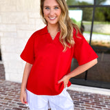 Everyday Pick Top - Red-210 Casual Blouses-JODIFL-July & June Women's Fashion Boutique Located in San Antonio, Texas