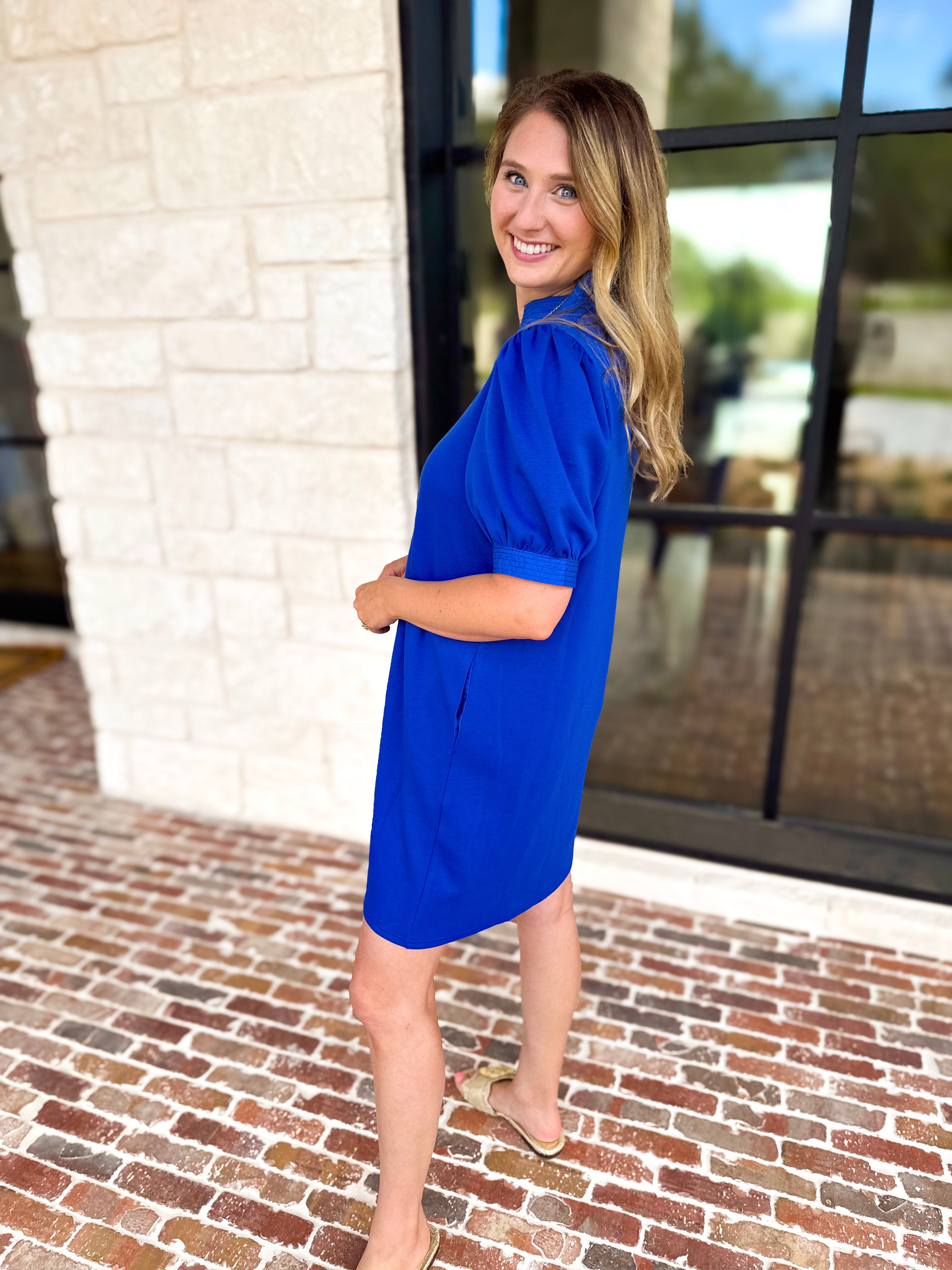 Refined Mini Dress - Blue-510 Mini-JODIFL-July & June Women's Fashion Boutique Located in San Antonio, Texas
