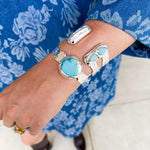 Easton Elle - Single Turquoise Silver Cuff Bracelet-110 Jewelry & Hair-Easton Elle-July & June Women's Fashion Boutique Located in San Antonio, Texas