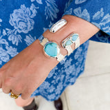 Easton Elle - Single Turquoise Silver Cuff Bracelet-110 Jewelry & Hair-Easton Elle-July & June Women's Fashion Boutique Located in San Antonio, Texas