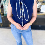 The Kate Sweater Vest - Navy-230 Sweaters/Cardis-ENTRO-July & June Women's Fashion Boutique Located in San Antonio, Texas