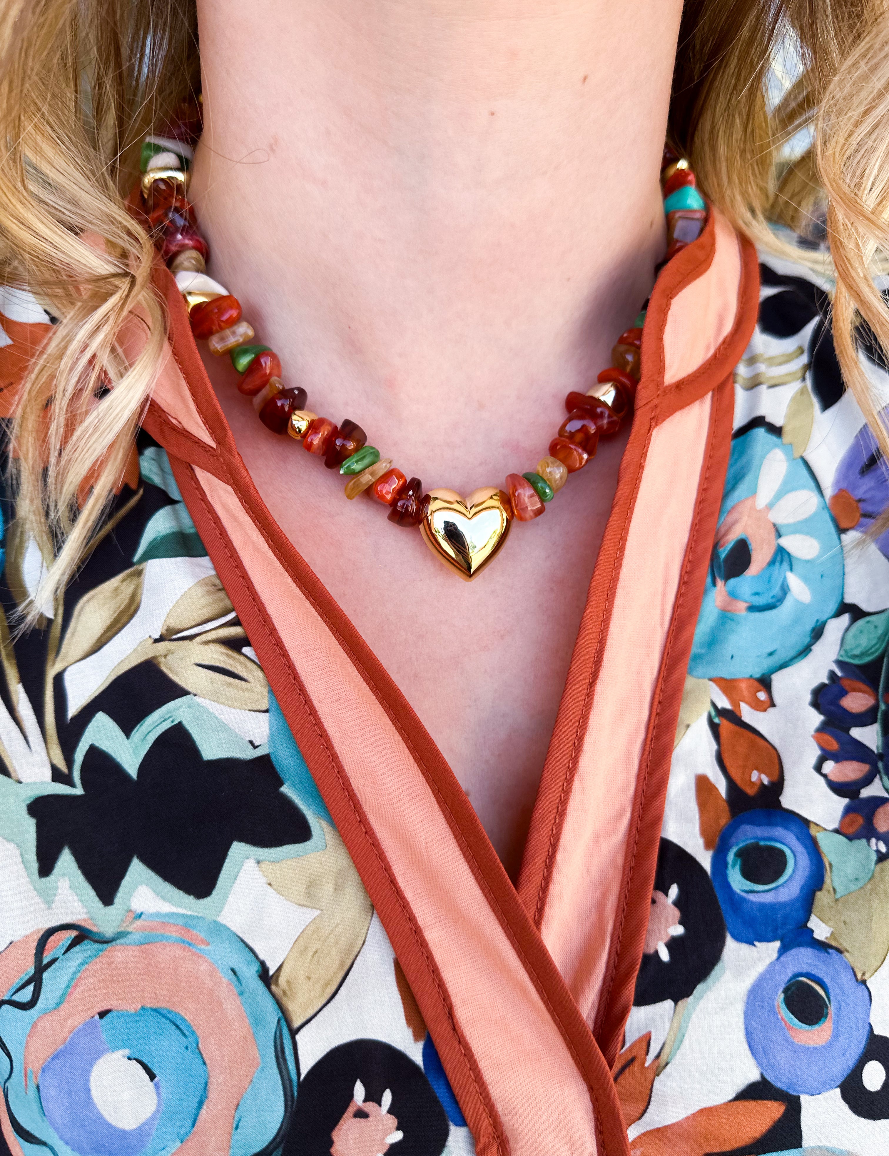 Treasure Jewels - Happy Little Things Heart Beaded Necklace-110 Jewelry & Hair-Treasure Jewels-July & June Women's Fashion Boutique Located in San Antonio, Texas