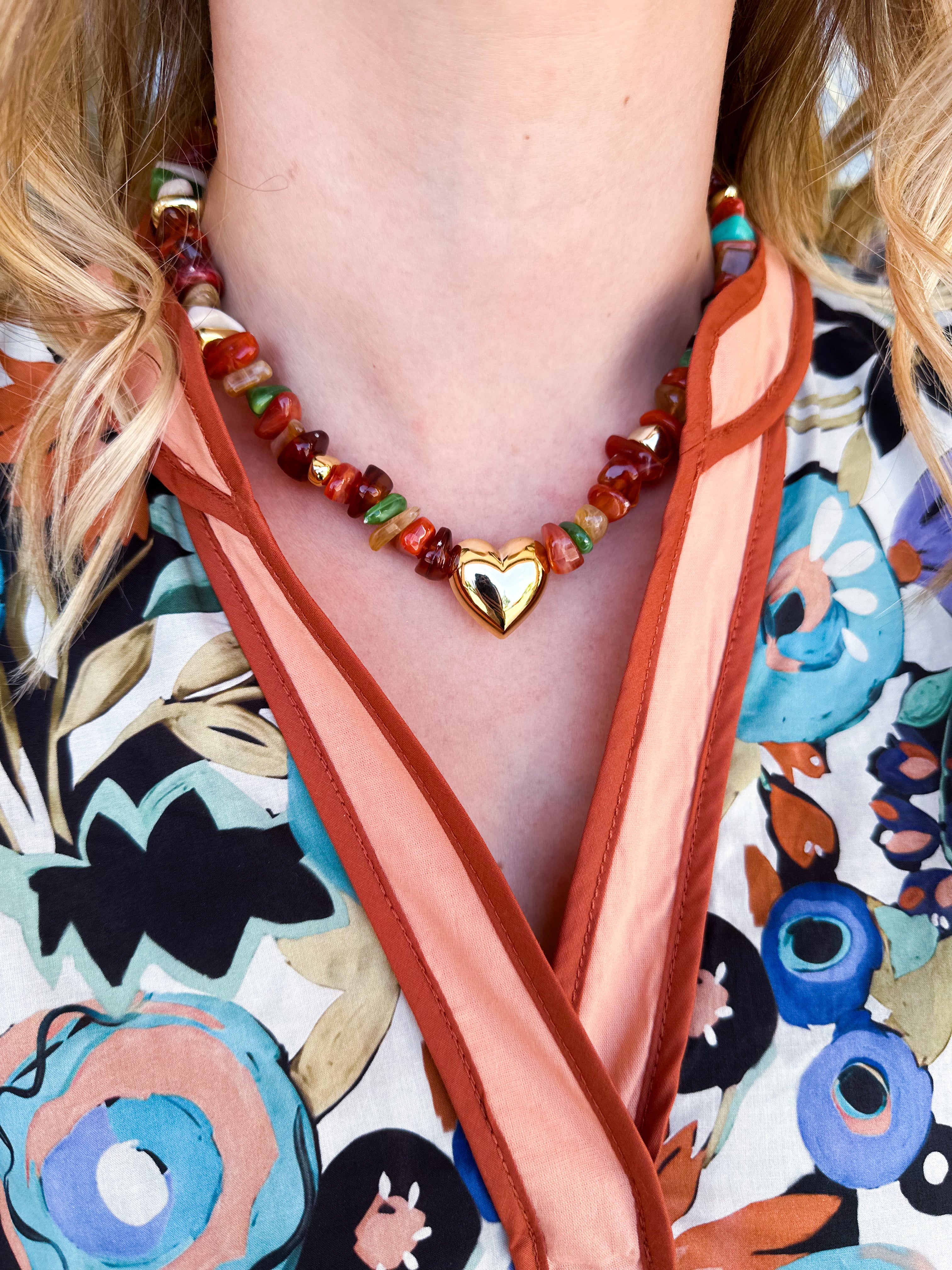 Treasure Jewels - Happy Little Things Heart Beaded Necklace-110 Jewelry & Hair-Treasure Jewels-July & June Women's Fashion Boutique Located in San Antonio, Texas