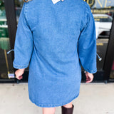 Denim Bell Sleeve Mini Dress-510 Mini-JODIFL-July & June Women's Fashion Boutique Located in San Antonio, Texas