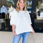 Lightweight Sweater Top - White-230 Sweaters/Cardis-FATE-July & June Women's Fashion Boutique Located in San Antonio, Texas