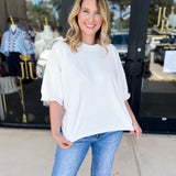 Lightweight Sweater Top - White-230 Sweaters/Cardis-FATE-July & June Women's Fashion Boutique Located in San Antonio, Texas