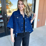Short Sleeve Denim Jacket-600 Outerwear-TCEC-July & June Women's Fashion Boutique Located in San Antonio, Texas
