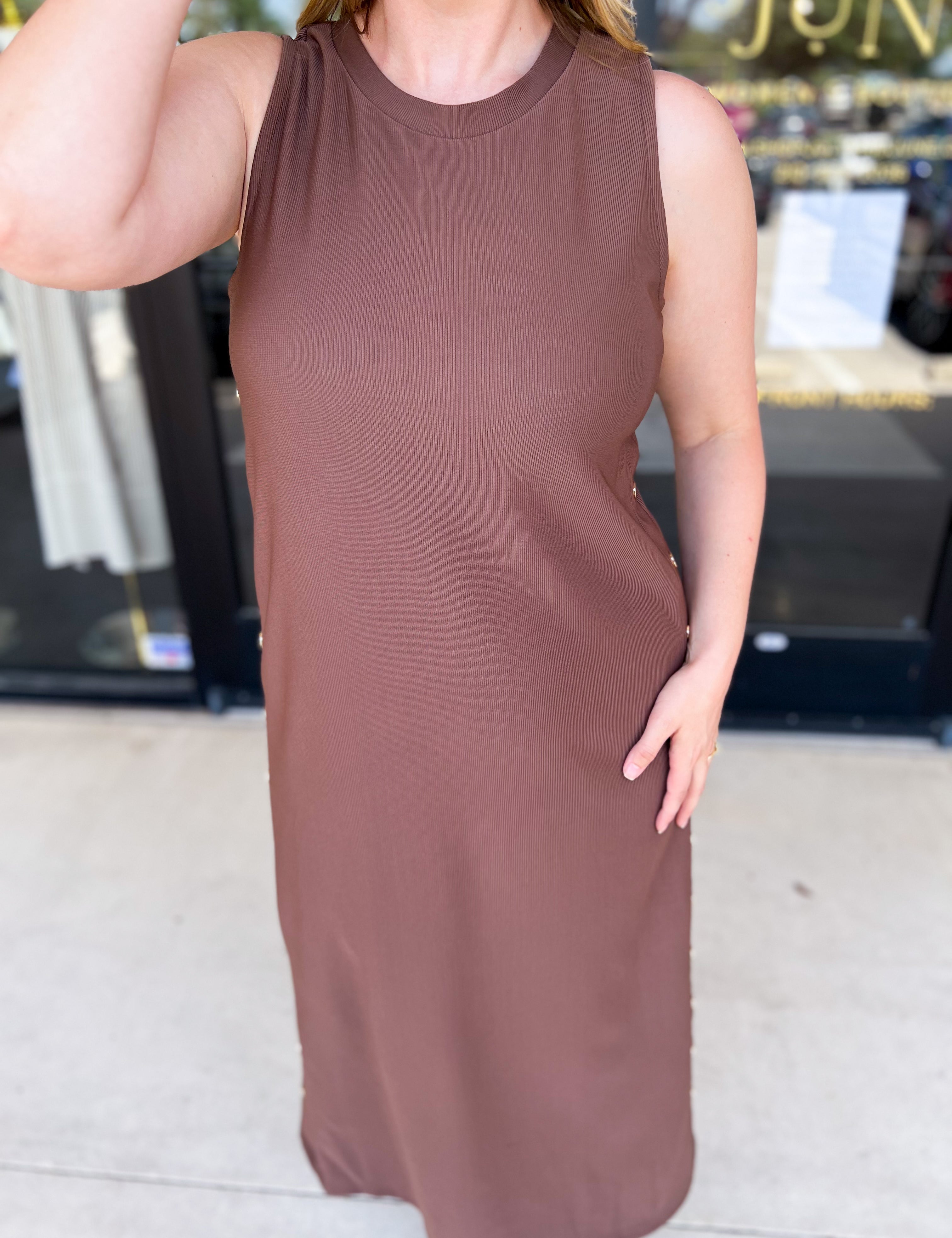 Casual Chic Midi Dress - Espresso-500 Midi-ENTRO-July & June Women's Fashion Boutique Located in San Antonio, Texas