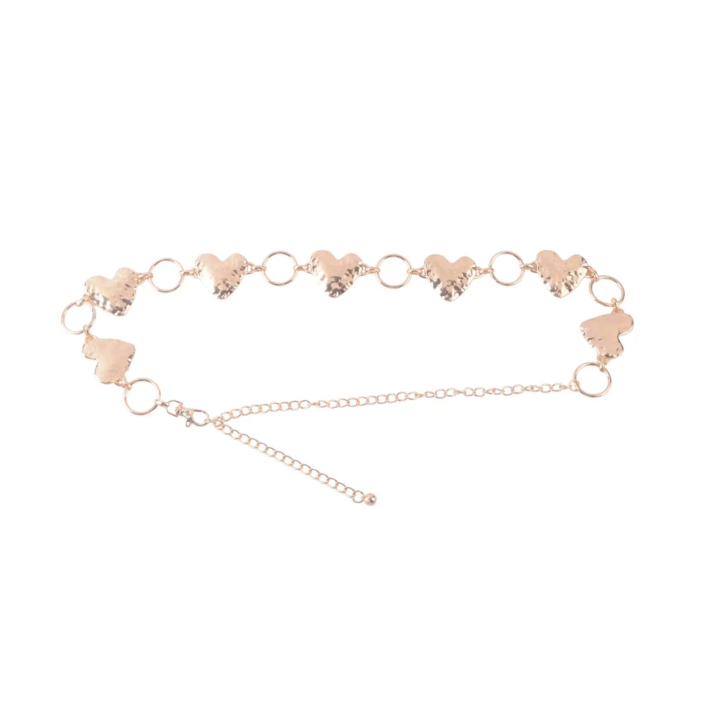 Heart Hammered Link Belt - Gold - One Size-130 ACCESSORIES-Most Wanted USA-July & June Women's Fashion Boutique Located in San Antonio, Texas