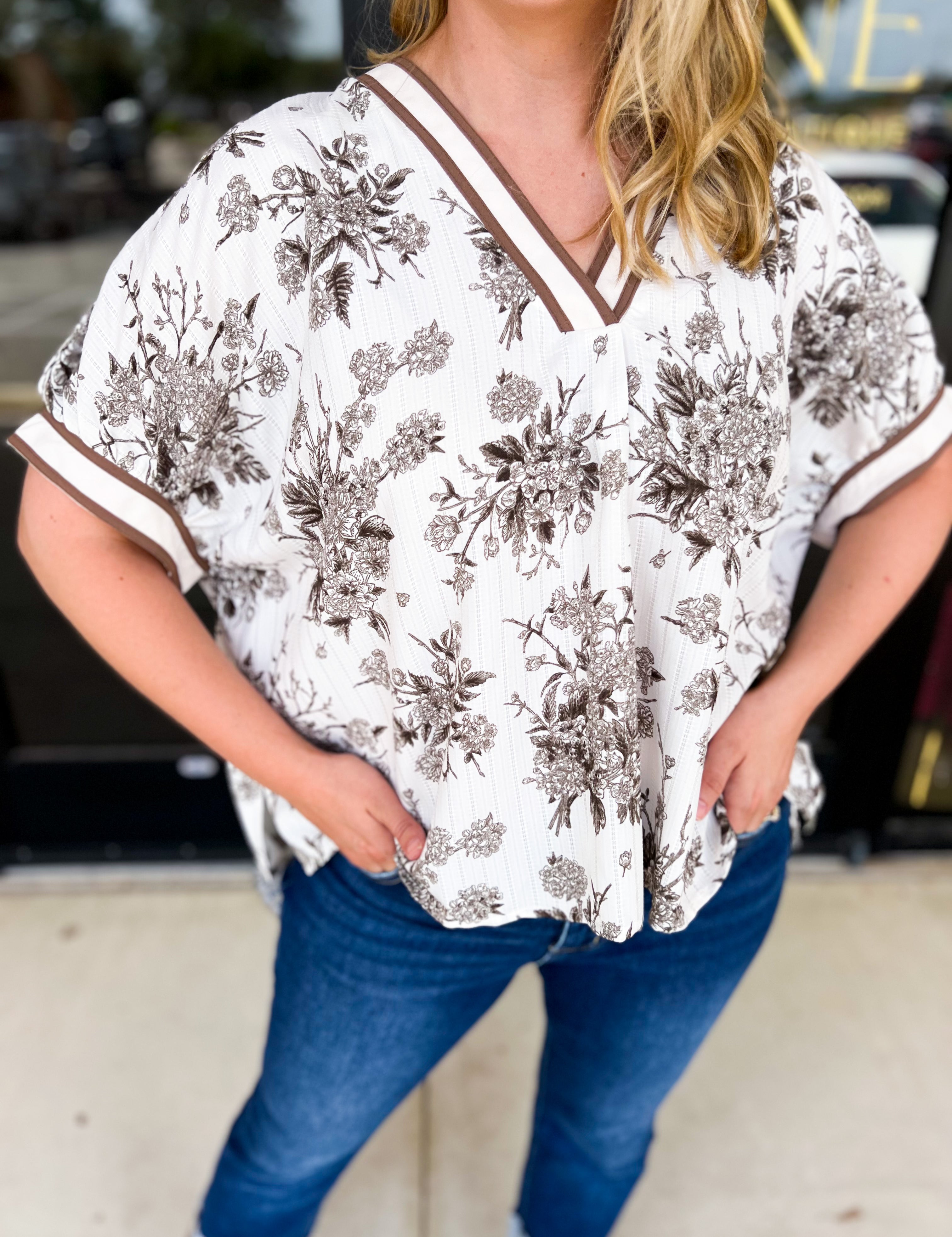 The Briar Blouse - Mocha-200 Fashion Blouses-ENTRO-July & June Women's Fashion Boutique Located in San Antonio, Texas