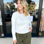 Long Sleeve Sweater Top - Cream-230 Sweaters/Cardis-ENTRO-July & June Women's Fashion Boutique Located in San Antonio, Texas