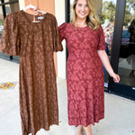 Fall Lace Midi Dress - Chocolate-500 Midi-POLOGRAM-July & June Women's Fashion Boutique Located in San Antonio, Texas