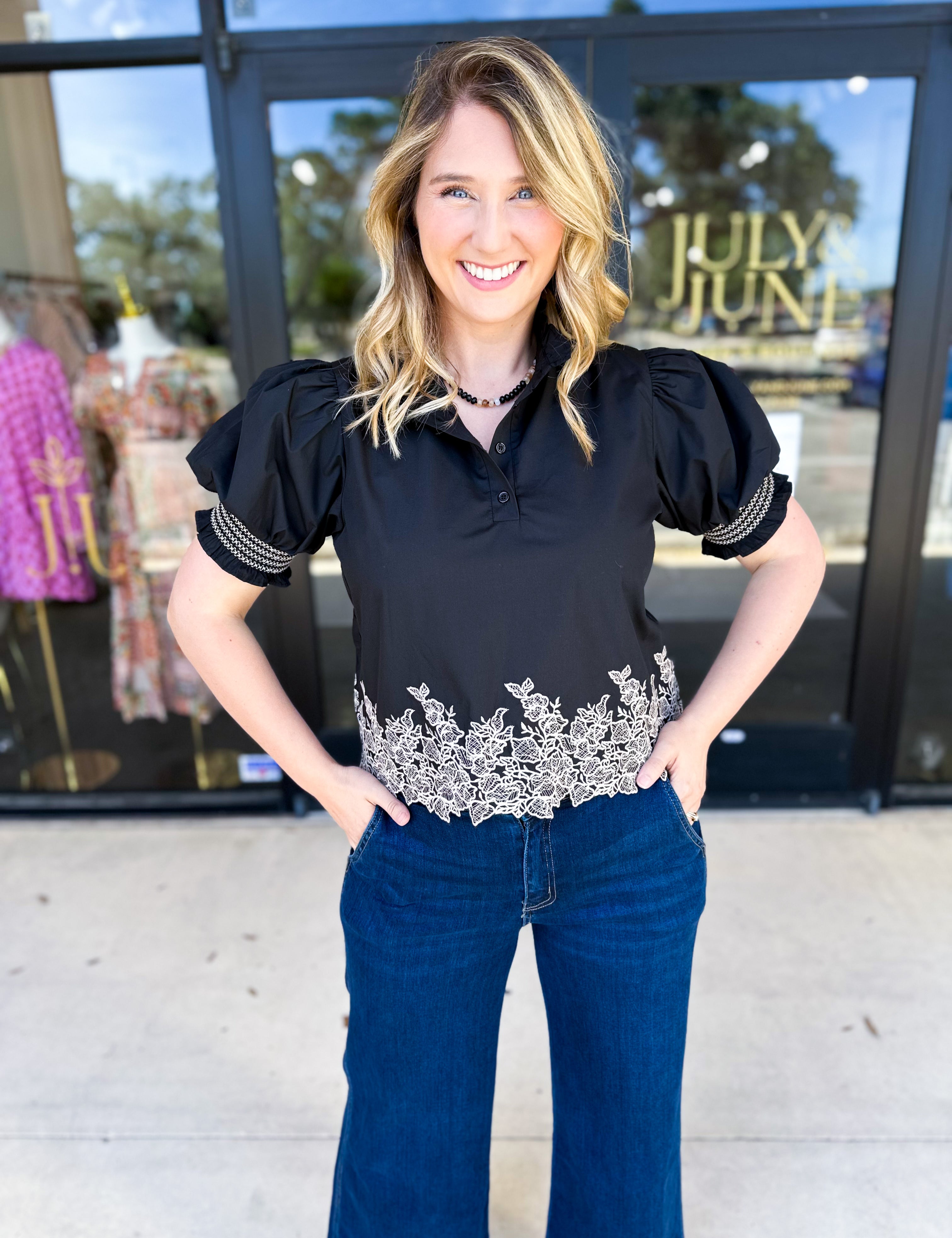 The Olivia Blouse - Black-200 Fashion Blouses-ENTRO-July & June Women's Fashion Boutique Located in San Antonio, Texas