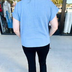 THML - Mock Neck Fuzzy Sweater Top - Ice Blue-230 Sweaters/Cardis-THML-July & June Women's Fashion Boutique Located in San Antonio, Texas