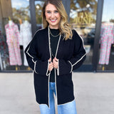 THML - Black Contrast Cardigan-230 Sweaters/Cardis-THML-July & June Women's Fashion Boutique Located in San Antonio, Texas