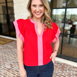 THML - Bold Flutter Sleeve Blouse-200 Fashion Blouses-THML-July & June Women's Fashion Boutique Located in San Antonio, Texas