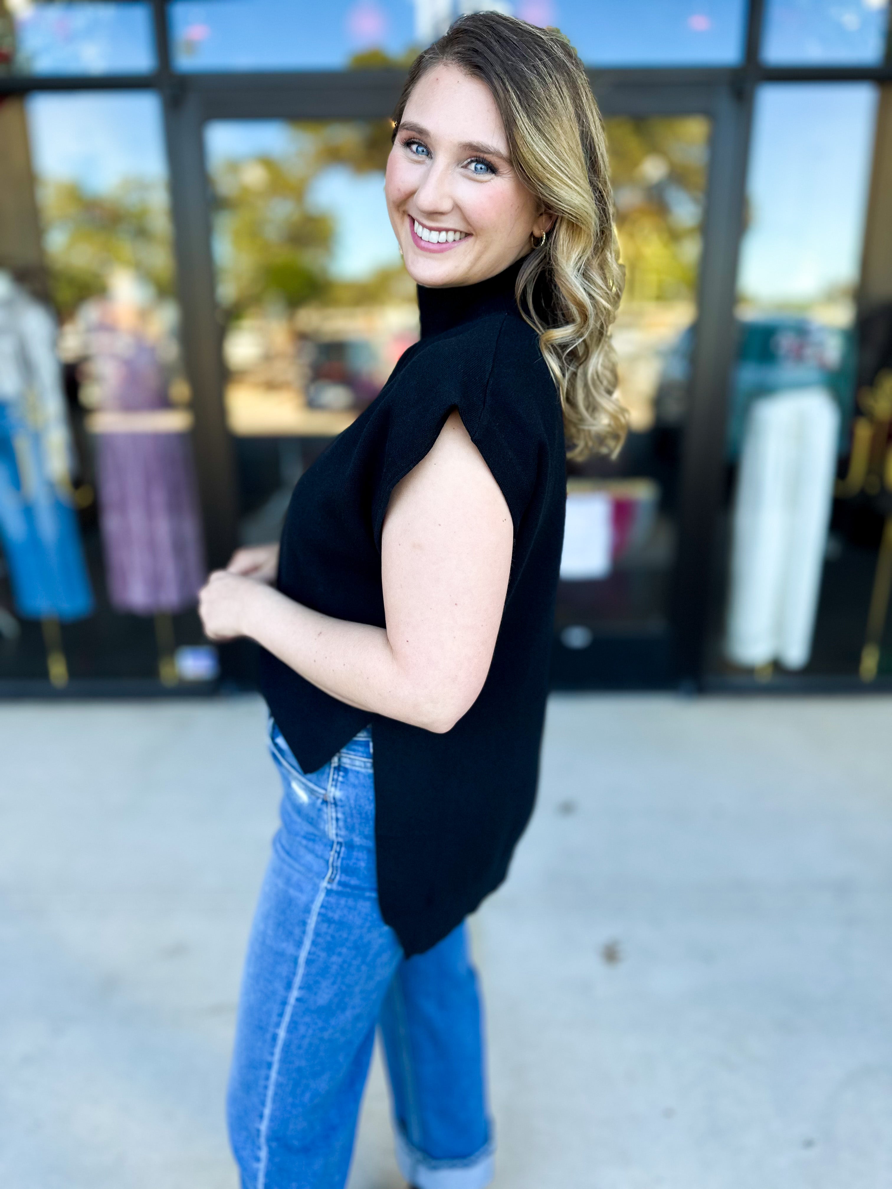 The Abigail Sweater Top - Black-230 Sweaters/Cardis-ENTRO-July & June Women's Fashion Boutique Located in San Antonio, Texas