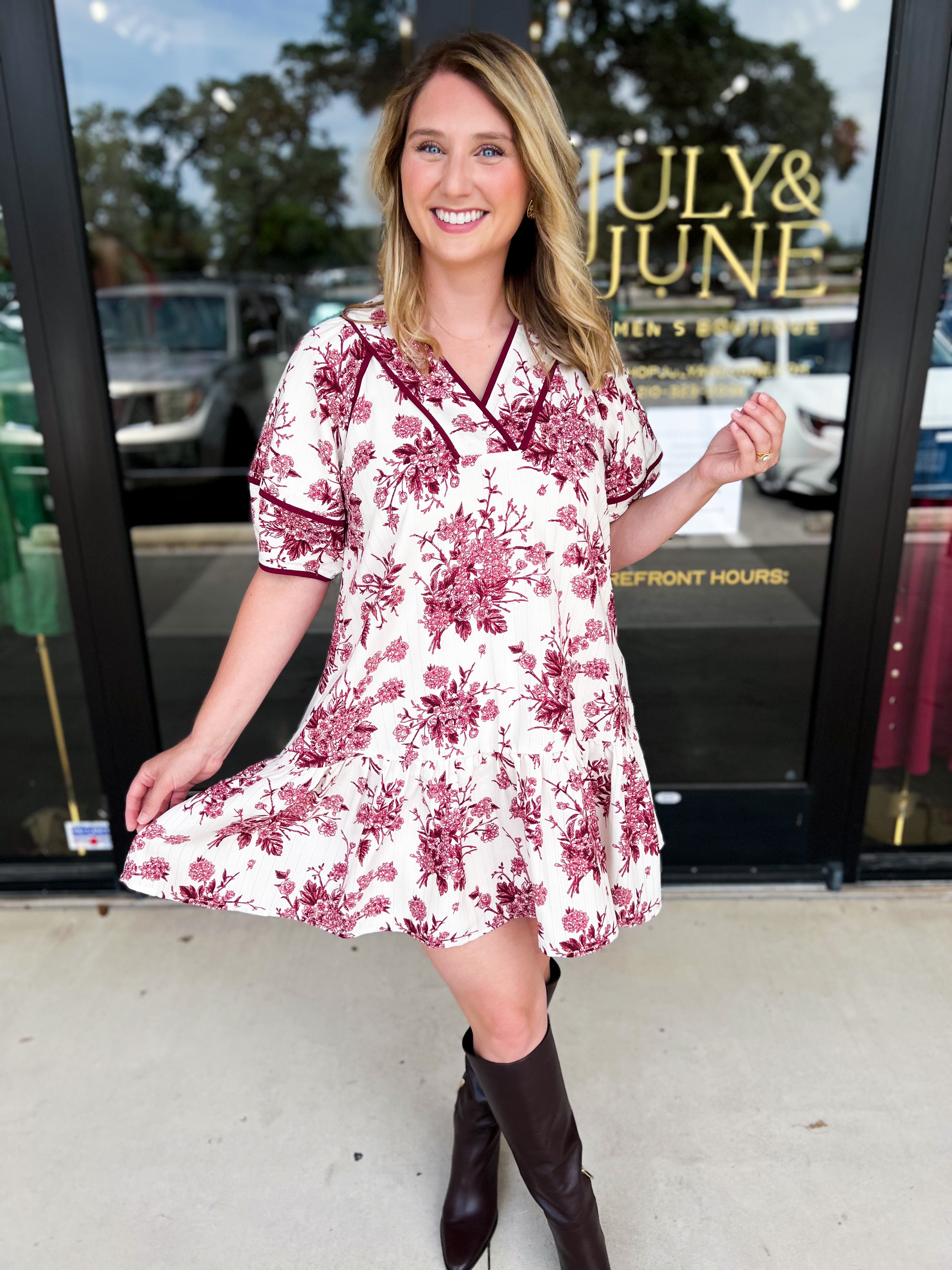 The Olivia Mini Dress - Burgundy-510 Mini-ENTRO-July & June Women's Fashion Boutique Located in San Antonio, Texas
