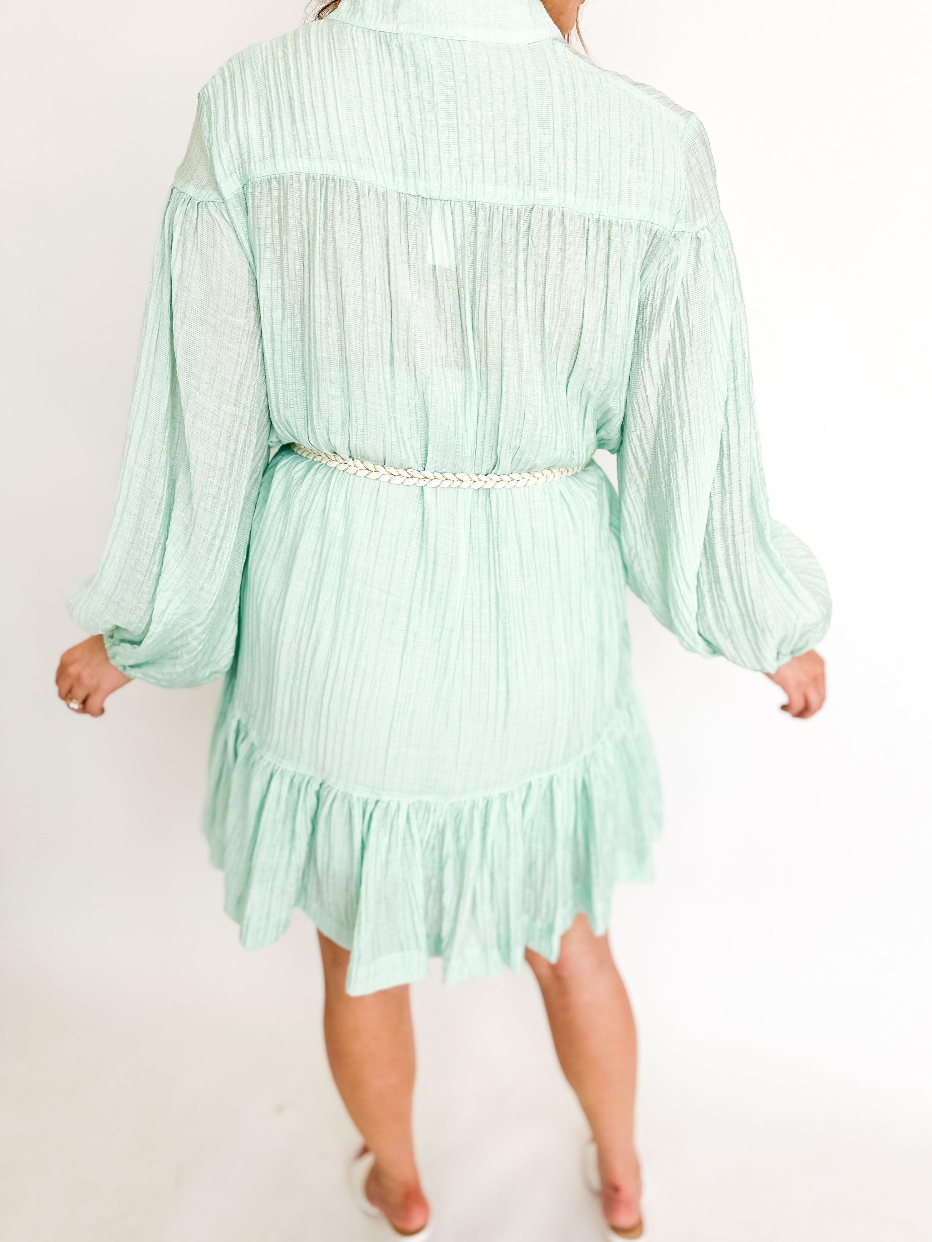 Belted Mini Dress - Mint-510 Mini-OLIVACEOUS-July & June Women's Fashion Boutique Located in San Antonio, Texas