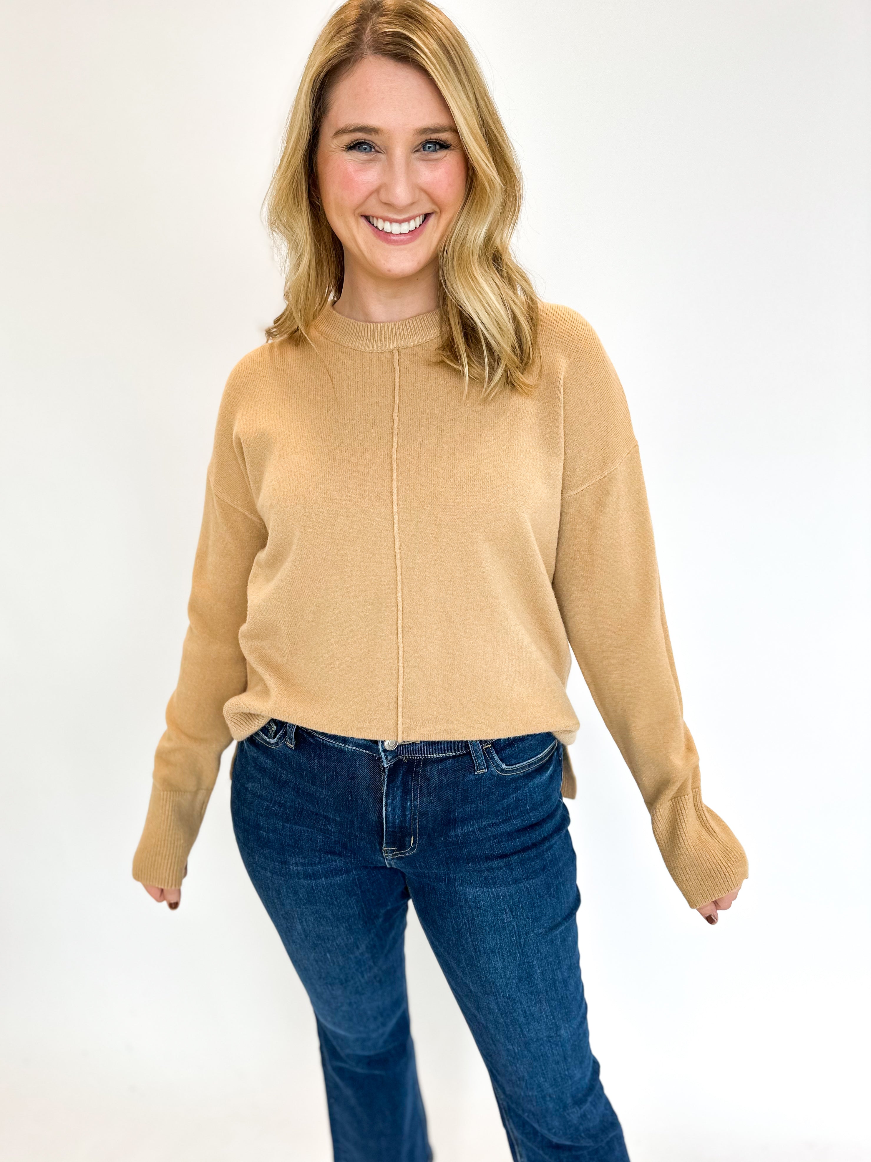 Cozy Days Lightweight Sweater Top - Taupe-230 Sweaters/Cardis-&MERCI-July & June Women's Fashion Boutique Located in San Antonio, Texas