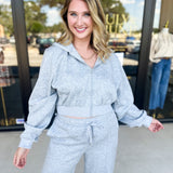 Soft Modal Hooded Jacket - Grey-300 Athleisure/Lounge-SKIES ARE BLUE-July & June Women's Fashion Boutique Located in San Antonio, Texas
