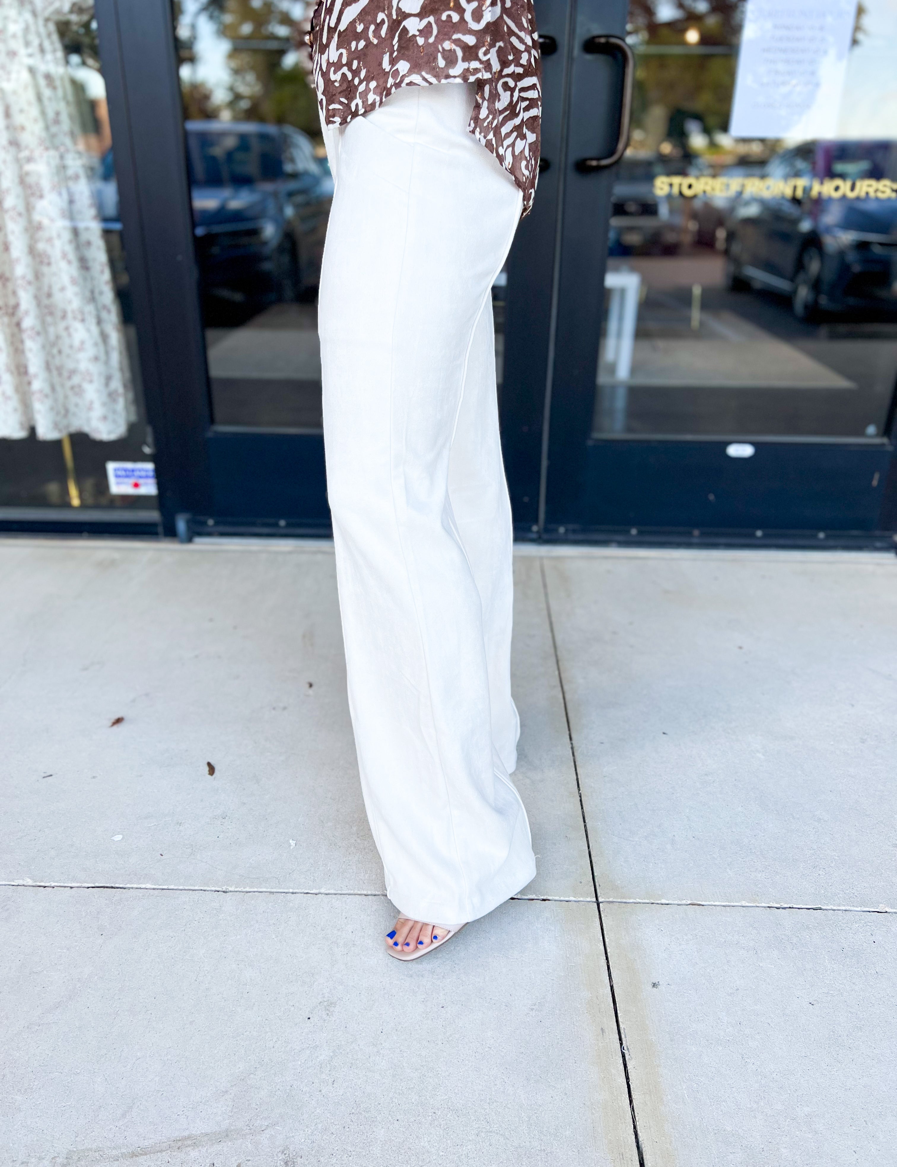 Cream Suede Trousers-400 Pants-FATE-July & June Women's Fashion Boutique Located in San Antonio, Texas