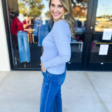 Tailored Cable Knit Sweater Top - Soft Blue-230 Sweaters/Cardis-ALLIE ROSE-July & June Women's Fashion Boutique Located in San Antonio, Texas