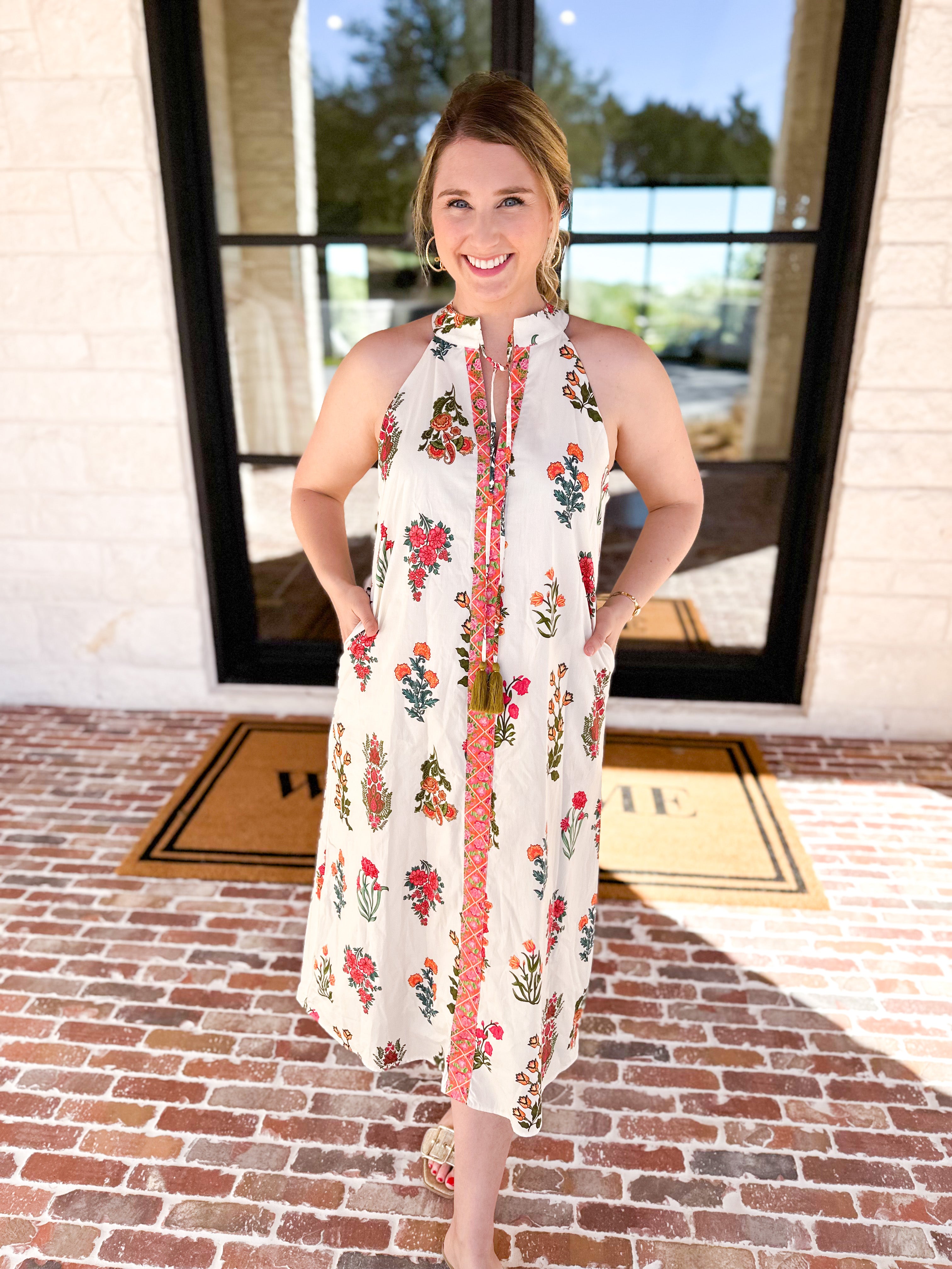 THML - Bloom Halter Midi Dress-500 Midi-THML-July & June Women's Fashion Boutique Located in San Antonio, Texas