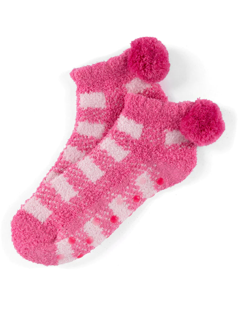 Comfy Gift Socks - Pink Gingham-140 Gifts + Home-SHIRALEAH-July & June Women's Fashion Boutique Located in San Antonio, Texas
