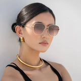 FREYRS - Lea Womens RoundSunglasses - Gold/Brown-130 Accessories-FREYRS-July & June Women's Fashion Boutique Located in San Antonio, Texas