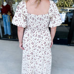 Burgundy Vintage Floral Midi Dress-500 Midi-POLOGRAM-July & June Women's Fashion Boutique Located in San Antonio, Texas