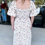 Burgundy Vintage Floral Midi Dress-500 Midi-POLOGRAM-July & June Women's Fashion Boutique Located in San Antonio, Texas
