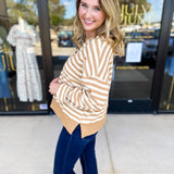 Casual Cool Henley Long Sleeve - Tan-210 Casual Blouses-POLOGRAM-July & June Women's Fashion Boutique Located in San Antonio, Texas