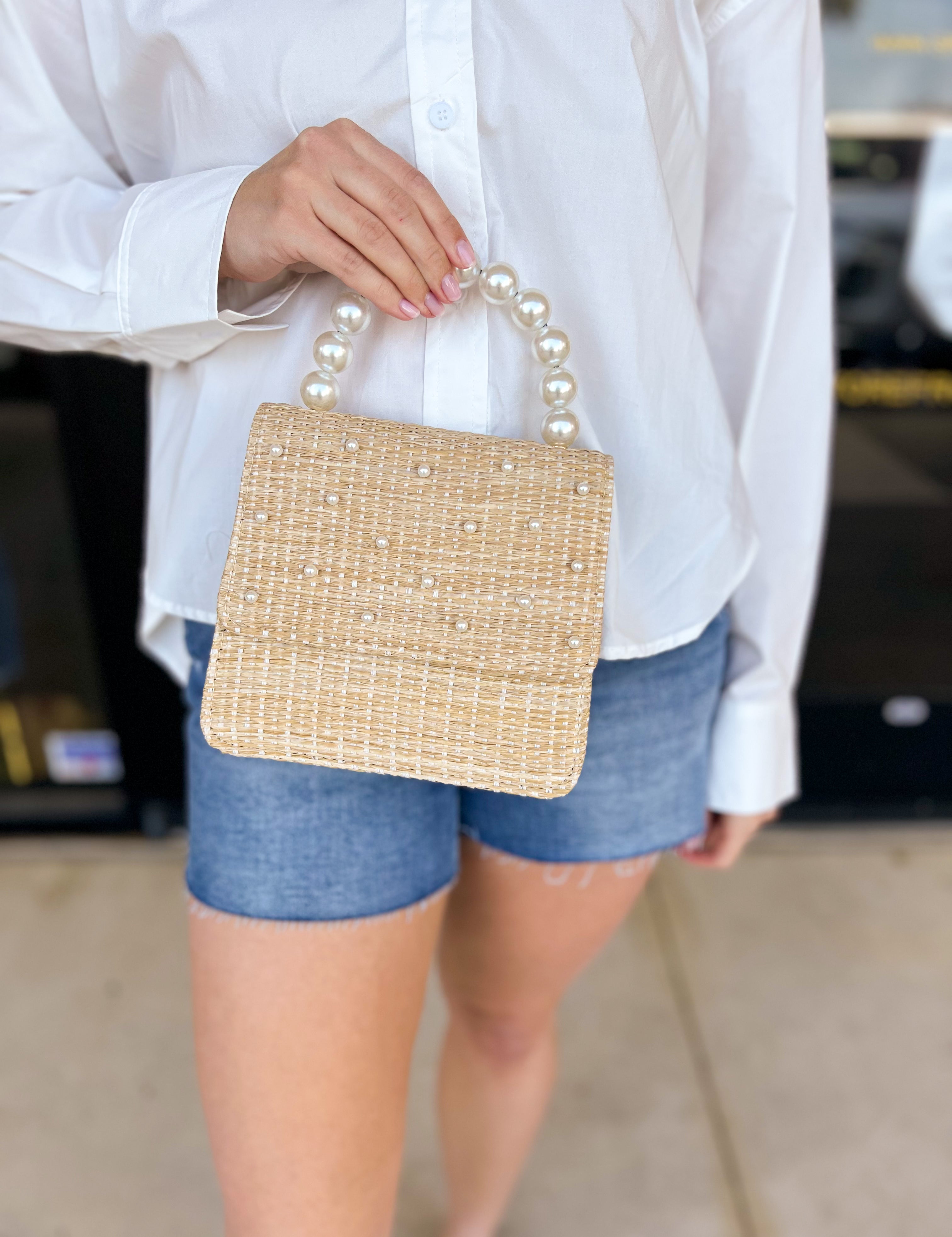 Pearl & Straw Purse-130 Accessories-SHIRALEAH-July & June Women's Fashion Boutique Located in San Antonio, Texas