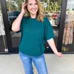 The Ella Knit Sweater Top - Teal-230 Sweaters/Cardis-JODIFL-July & June Women's Fashion Boutique Located in San Antonio, Texas