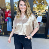 Celebration Blouse - Gold-200 Fashion Blouses-ENTRO-July & June Women's Fashion Boutique Located in San Antonio, Texas