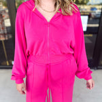 Soft Modal Hooded Jacket - Fuchsia Pink-300 Athleisure/Lounge-SKIES ARE BLUE-July & June Women's Fashion Boutique Located in San Antonio, Texas
