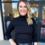 Classic Turtleneck Sweater Top - Black-230 Sweaters/Cardis-SKIES ARE BLUE-July & June Women's Fashion Boutique Located in San Antonio, Texas