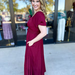 Elegant Burgundy Midi Dress-500 Midi-POLOGRAM-July & June Women's Fashion Boutique Located in San Antonio, Texas