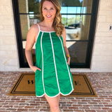 Kelly Green Scalloped Mini Dress-510 Mini-TCEC-July & June Women's Fashion Boutique Located in San Antonio, Texas