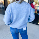 Heather Blue Floral Sweater-230 Sweaters/Cardis-ALLIE ROSE-July & June Women's Fashion Boutique Located in San Antonio, Texas