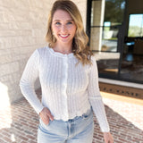 Pointelle Cardigan - Ivory-230 Sweaters/Cardis-ALLIE ROSE-July & June Women's Fashion Boutique Located in San Antonio, Texas