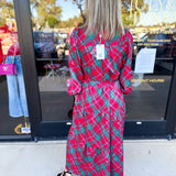 Mary Square - Gracelyn Plaid About You Pink Midi Dress-500 Midi-MARY SQUARE-July & June Women's Fashion Boutique Located in San Antonio, Texas
