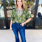 The Frankie Blouse - Olive-200 Fashion Blouses-ENTRO-July & June Women's Fashion Boutique Located in San Antonio, Texas