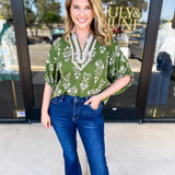 The Frankie Blouse - Olive-200 Fashion Blouses-ENTRO-July & June Women's Fashion Boutique Located in San Antonio, Texas