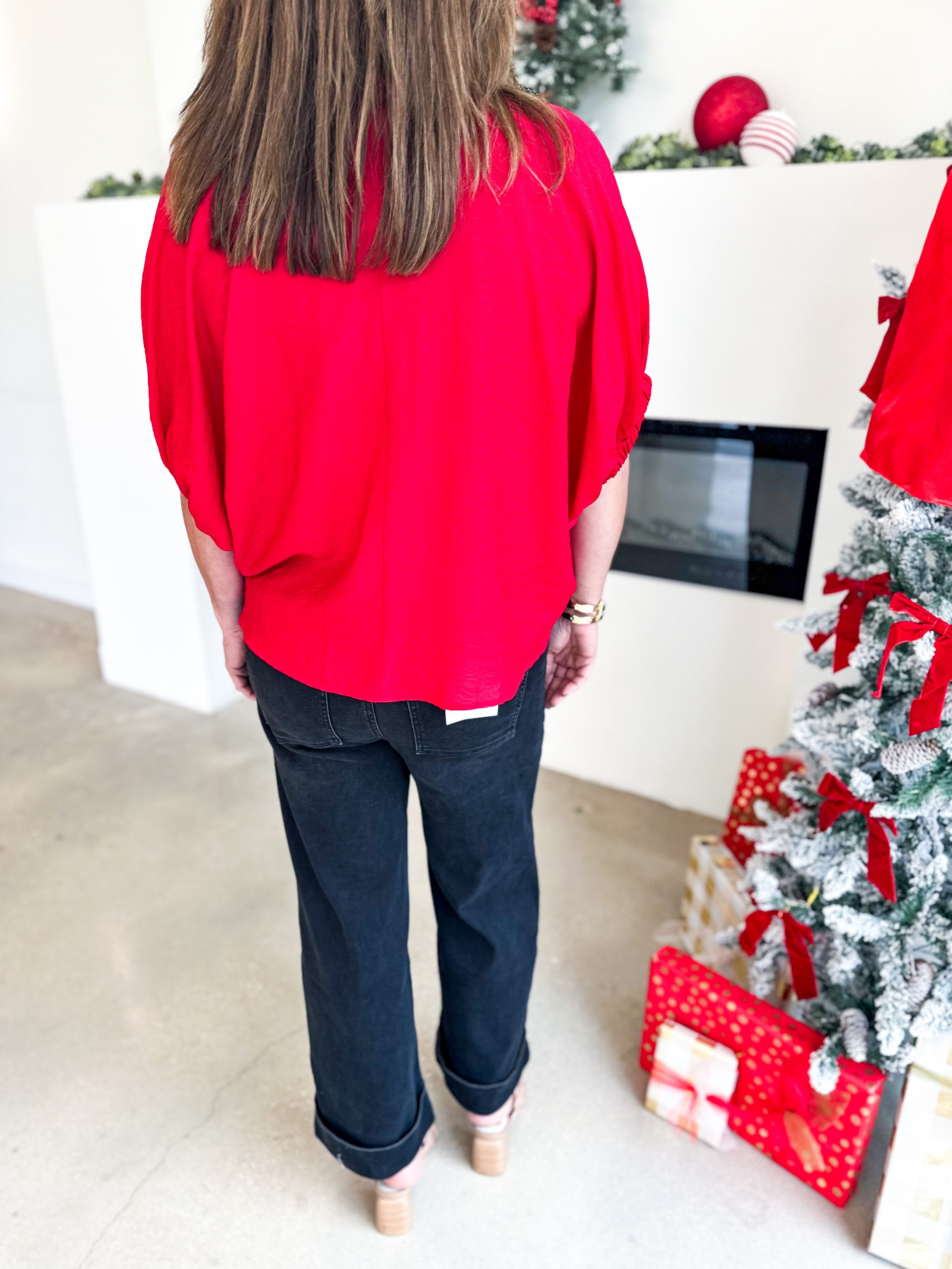 The Stacy Blouse - Red-200 Fashion Blouses-ENTRO-July & June Women's Fashion Boutique Located in San Antonio, Texas